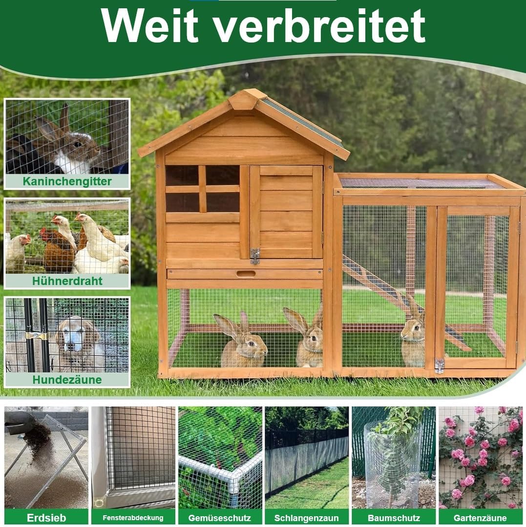 Amagabeli Drahtgitter Volierendraht 1m X 20m, Feuerverzinkt &amp; Rostfrei (12x12mm) – Für Hochbeet, Vol
