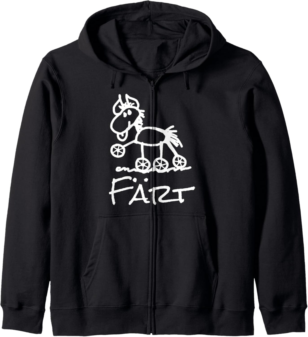 Färt Lustiges Pferd Zeichnung auf Rollen Humor Kapuzenjacke