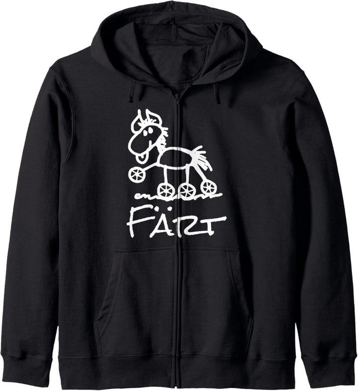 Färt Lustiges Pferd Zeichnung auf Rollen Humor Kapuzenjacke