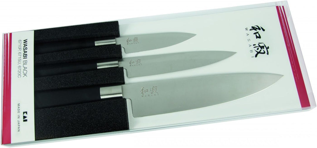 Kai Wasabi Black Messer-Set, 3-tlg., Allzweckmesser, Kochmesser, Messer, Edelstahl, 67S-300
