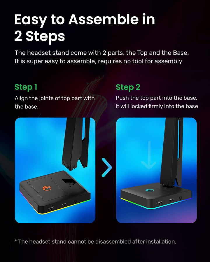 RGB Gaming Headset Ständer mit 2 USB Ports, Game Kopfhörer Halterung für PC, Xbox One, PS4, Switch,