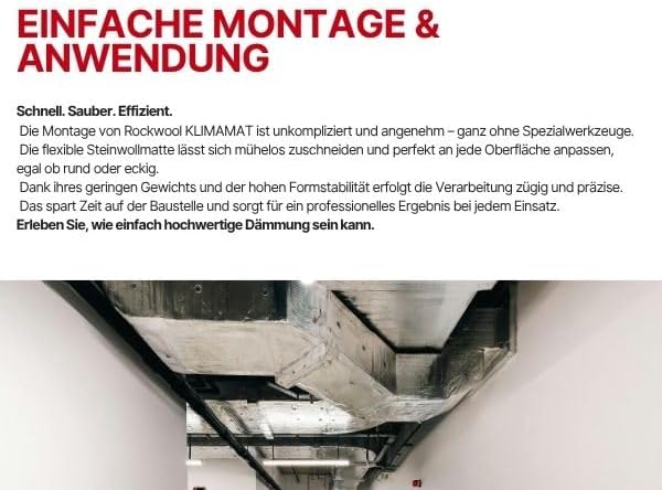ROCKWOOL KLIMAMAT 20mm x 10m x 1m Lamellenmatte aus Steinwolle in verschiedenen Grössen – Hochwertig