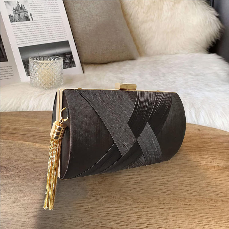 CORIOS Damen Clutch Tasche Abendtasche Fransen Kettentasche Tasche Luxurious Klein Umhängetasche Ele