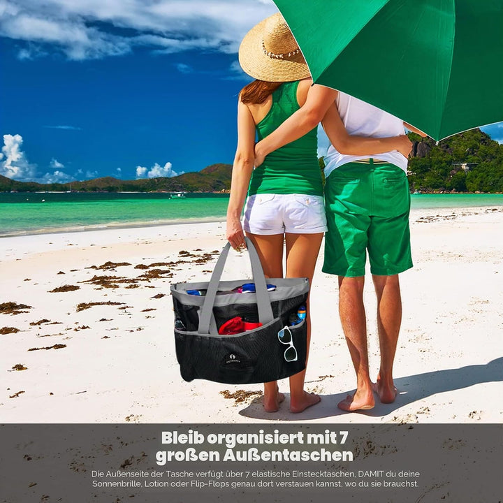 Red Suricata Ra-rso-lamebeba1 Netz-Strandtasche Schwartz/Grau, Schwartz/Grau