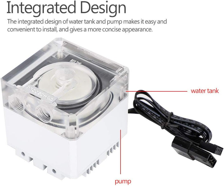 Goshyda Computer-Wasserpumpe, Integriertes Design 3000 U/Min Wasserpumpentank mit Schneller Wärmeabl