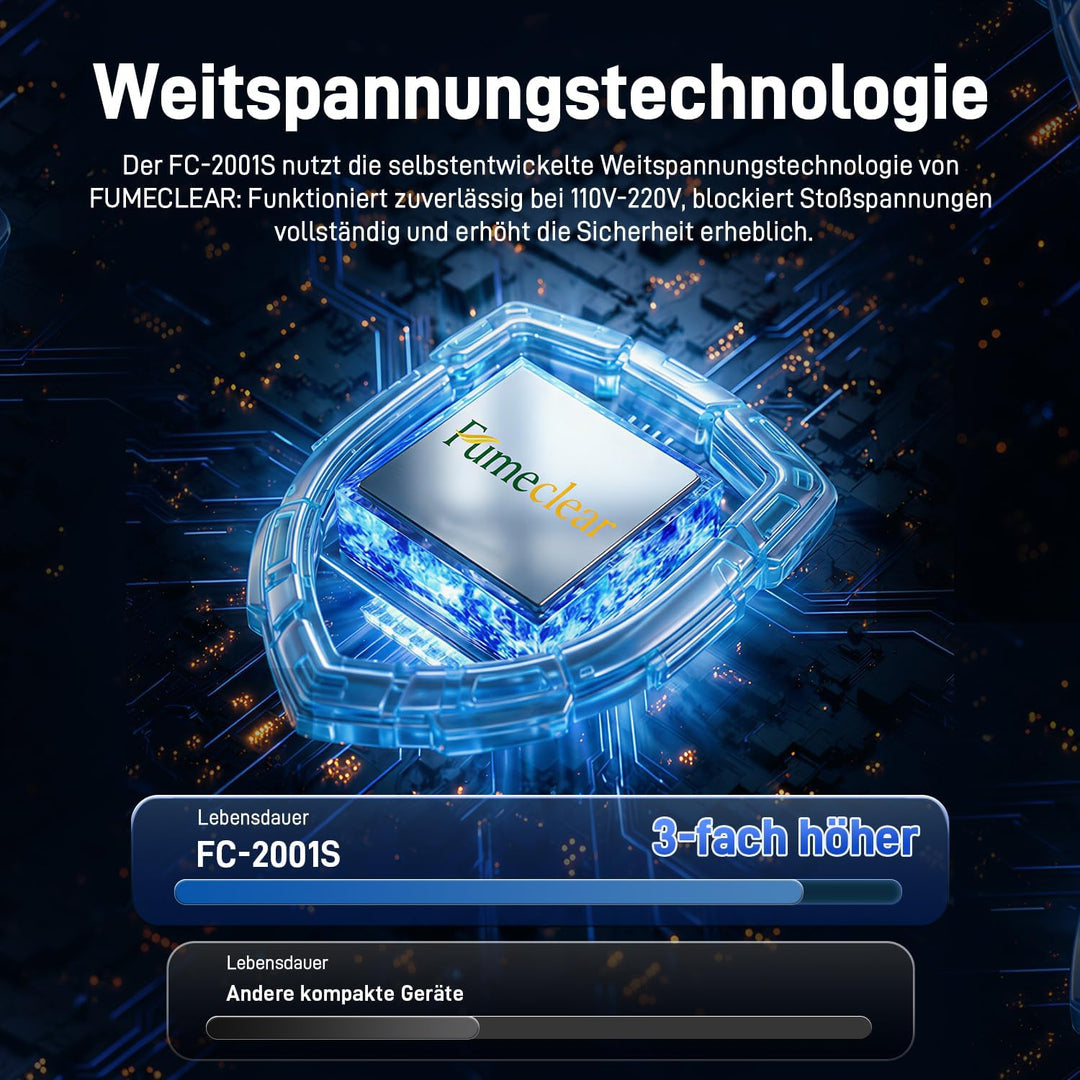 FumeClear FC-2001S lötrauchabsaugung, 128–168 m³/h starker Sog, niedriger Geräuschpegel & hocheffizi