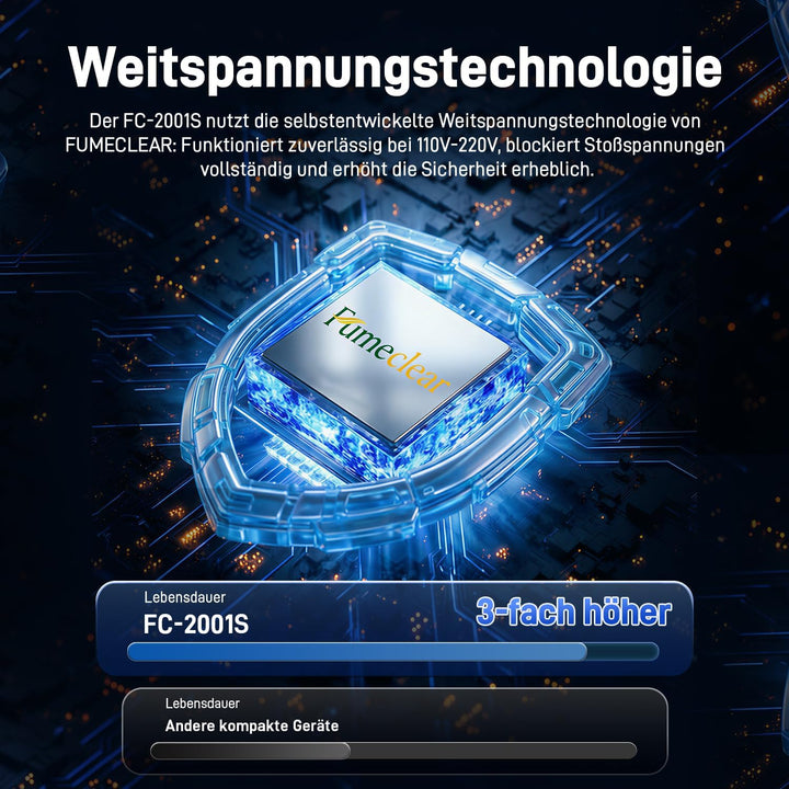 FumeClear FC-2001S lötrauchabsaugung, 128–168 m³/h starker Sog, niedriger Geräuschpegel & hocheffizi