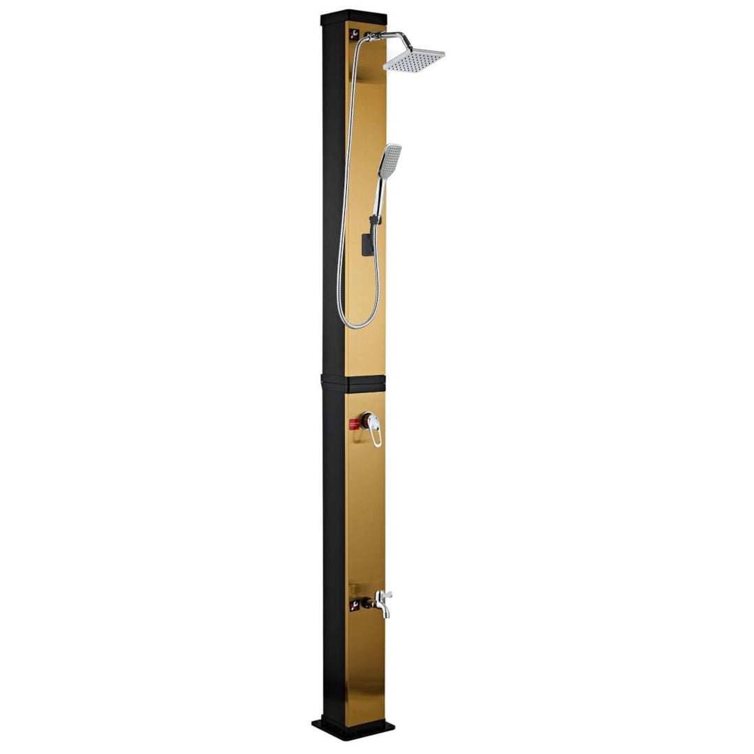 EGO INTERIORS Solar-Dusche für Garten, 40 Liter, Fussdusche, Handbrause, Outdoor, Regenduschkopf 15