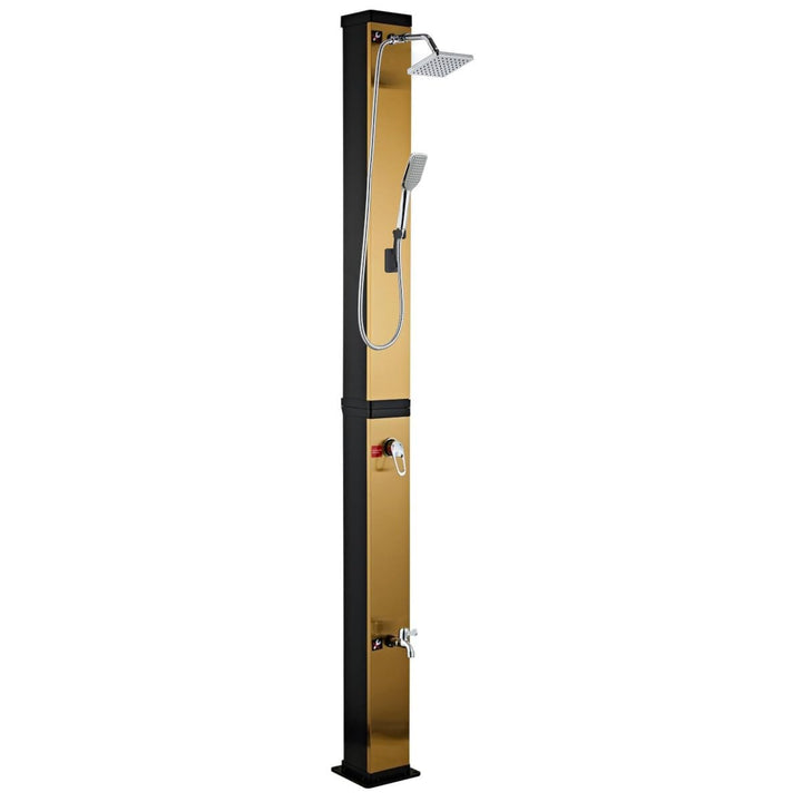 EGO INTERIORS Solar-Dusche für Garten, 40 Liter, Fussdusche, Handbrause, Outdoor, Regenduschkopf 15