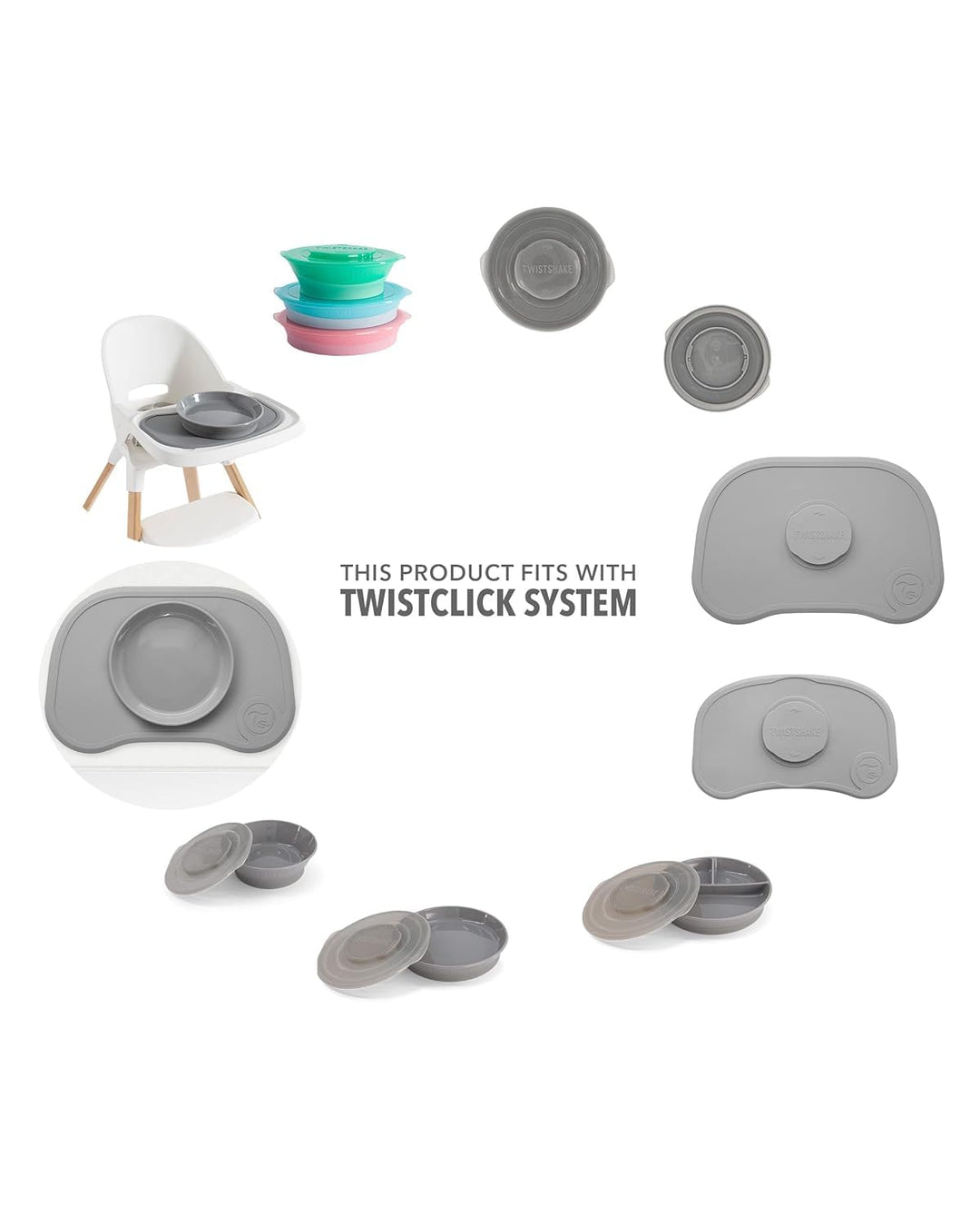 Twistshake Click Mat 38x25 cm Tischset und Versiegelt Kinder Teller mit PP und Silikon für Baby Esse