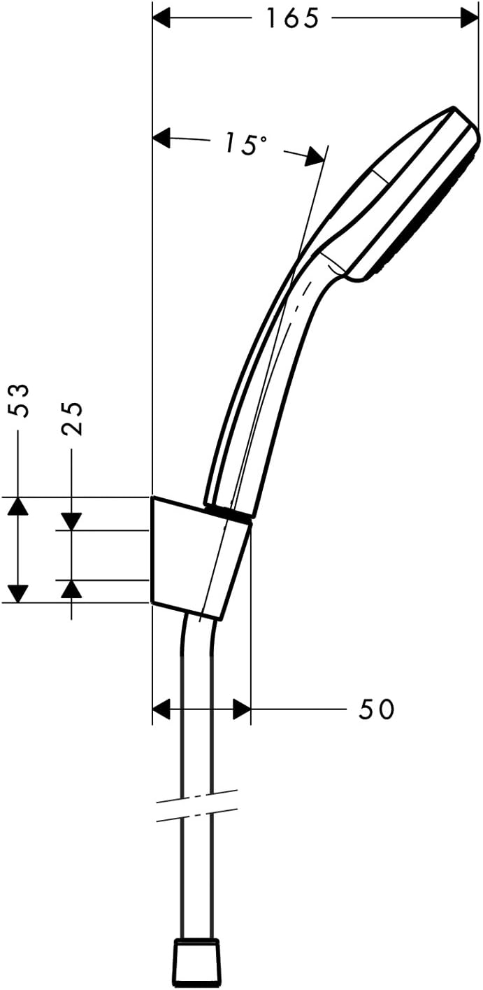 hansgrohe Croma 100 Duschkopf, inkl. Duschkopfhalterung, Chrom Set mit Brauseschlauch 1,60m Chrom 1