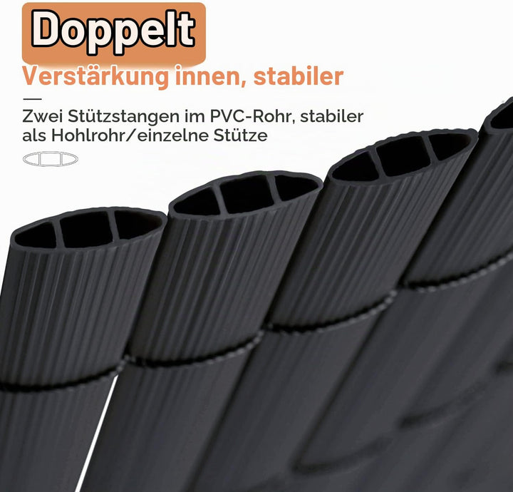 Sekey PVC Sichtschutzmatte 80x400cm Doppelte Verstärkung Innen, Balkon Sichtschutz mit Kabelbindern,
