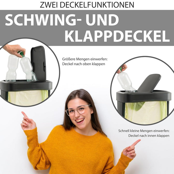 Hausfelder Müllsackständer 3er Set mit Deckel – Gelber Sack Ständer stabil, 3-fach Müllsackhalter 60