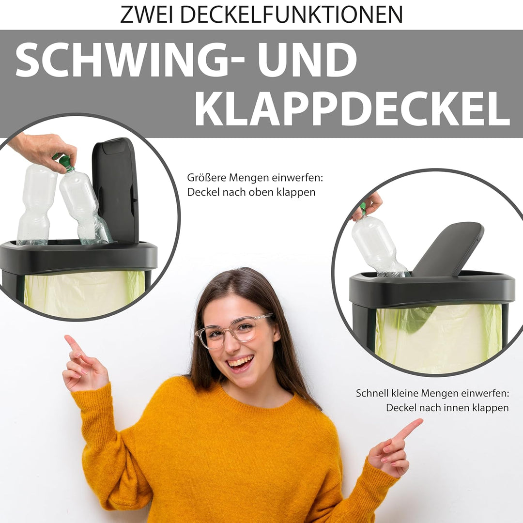 Hausfelder Müllsackständer mit Deckel 120l, Gelber Sack Ständer Doppelt/2er, Müllsackhalter für Müll