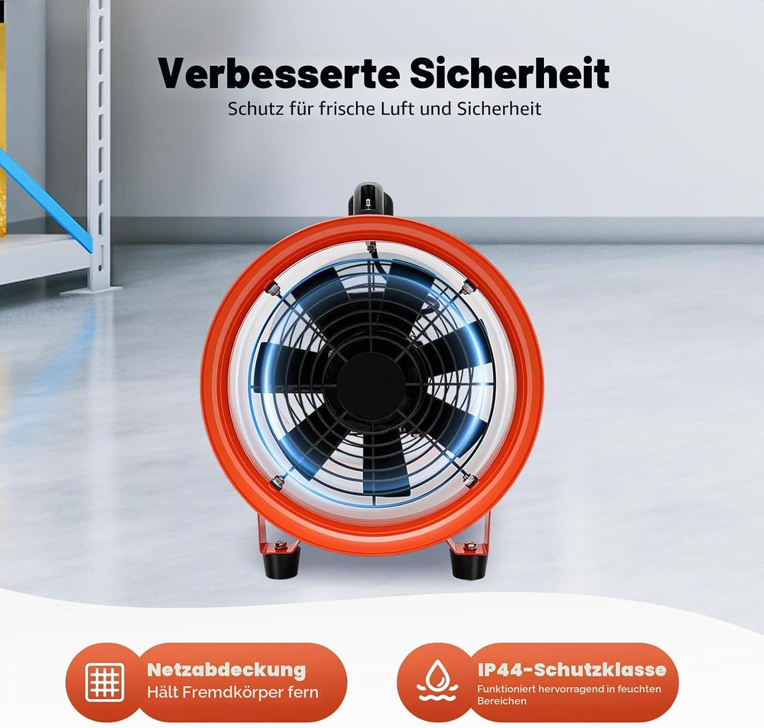 Bauventilator, Baulüfter Staubabsaugung, Bauventilator, Geschwindigkeit 3300 U/min, Baugebläse für d