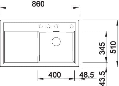 BLANCO ZENAR 45 S | SILGRANIT anthrazit | Einbauart: Einbau von Oben | Hauptbecken rechts | mit Abla