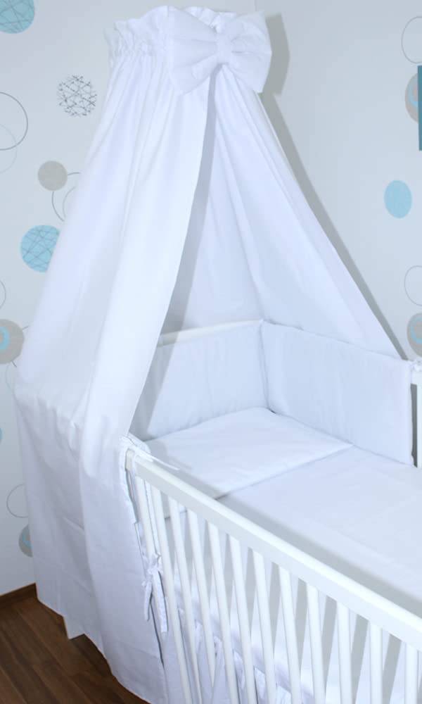 Babybett Himmel Vollstoff - Weiss - für Baby Bett Vollstoffhimmel Baumwolle