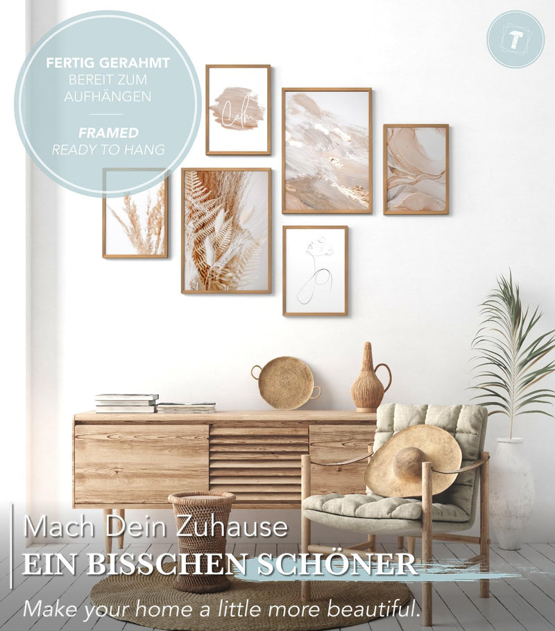 Papierschmiede® Mood Poster Set Boho Acryl, Bilder Set mit Rahmen (Farbe wählbar) Wohnzimmer Deko Mo