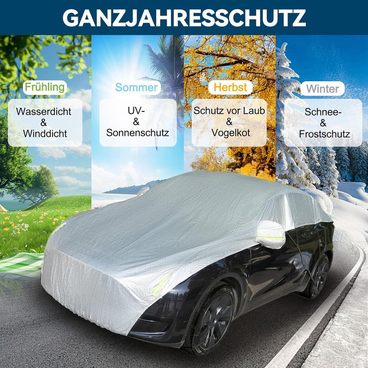 Halbgarage für Auto Abdeckplane, Regen Schnee UV-Schutz Staubdicht Autoabdeckung Limousine SUV Halbe
