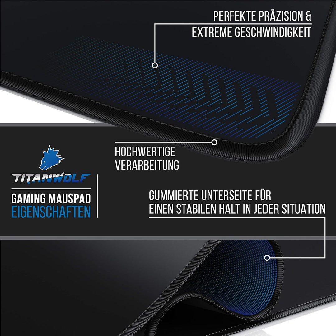TITANWOLF - Übergrösse Mauspad Gaming 1200x400mm - XXXL Mousepad gross Motiv - Tischunterlage Large