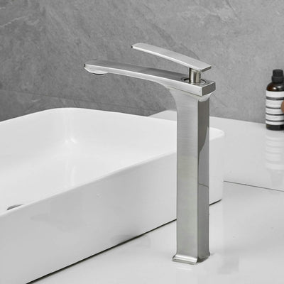 Waschbecken Wasserhahn Monoblock Beckenhahn mit hohem Körper, Premium Messing Einhand-Einlochlochhah