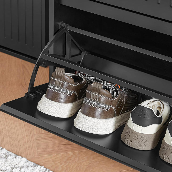 SoBuy Schuhkipper mit 3 Klappen Schuhablage Schuhschrank schmal Schuhregal mit 6 Ablageflächen Schuh