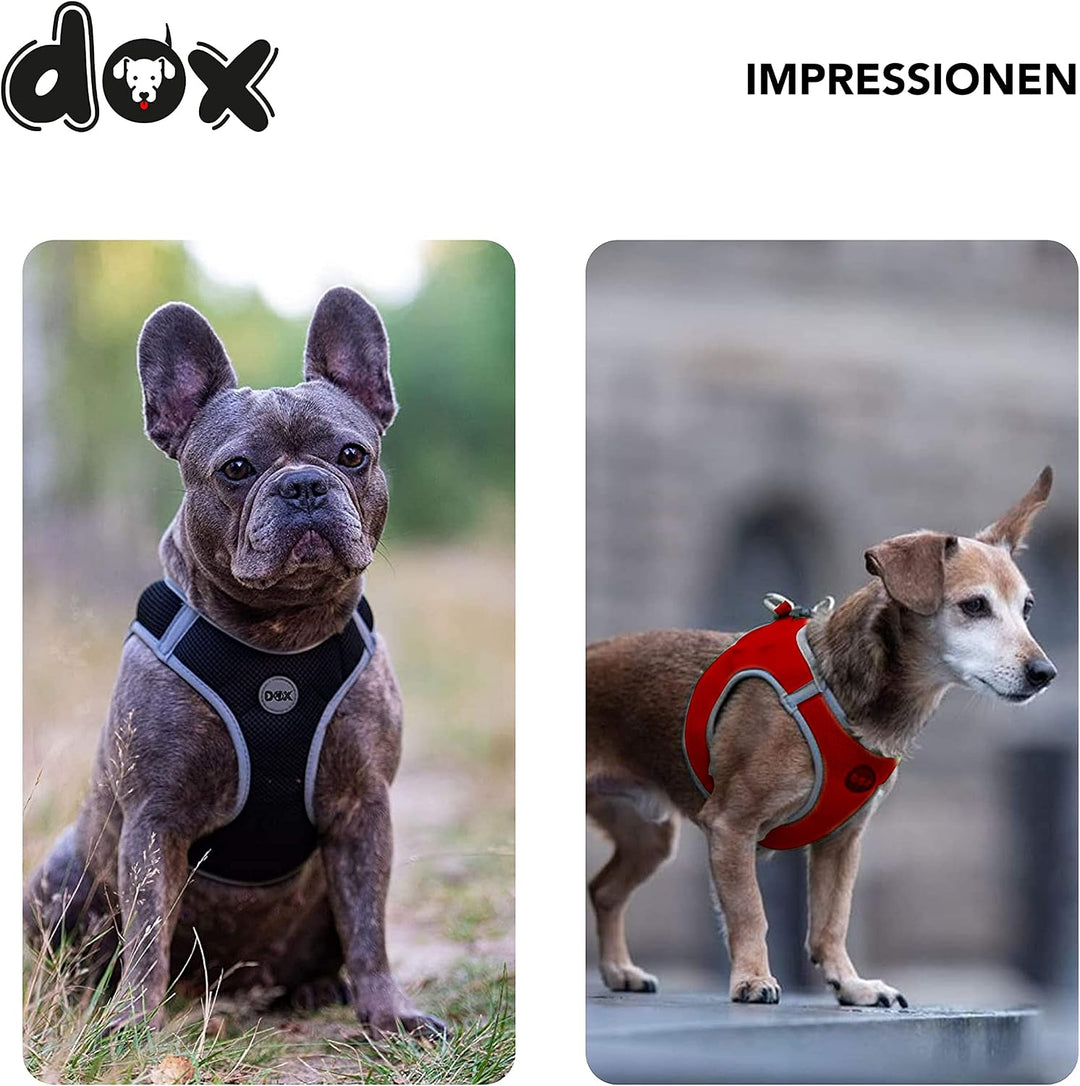 DDOXX Reflektierendes Airmesh Step-In Hundegeschirr - Verstellbare Brust Welpengeschirr für alle Grö