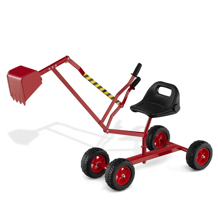 COSTWAY Sitzbagger 360° drehbar, Bagger zum Draufsitzen Metall mit Schaufel & Rädern, Bagger Sandkas