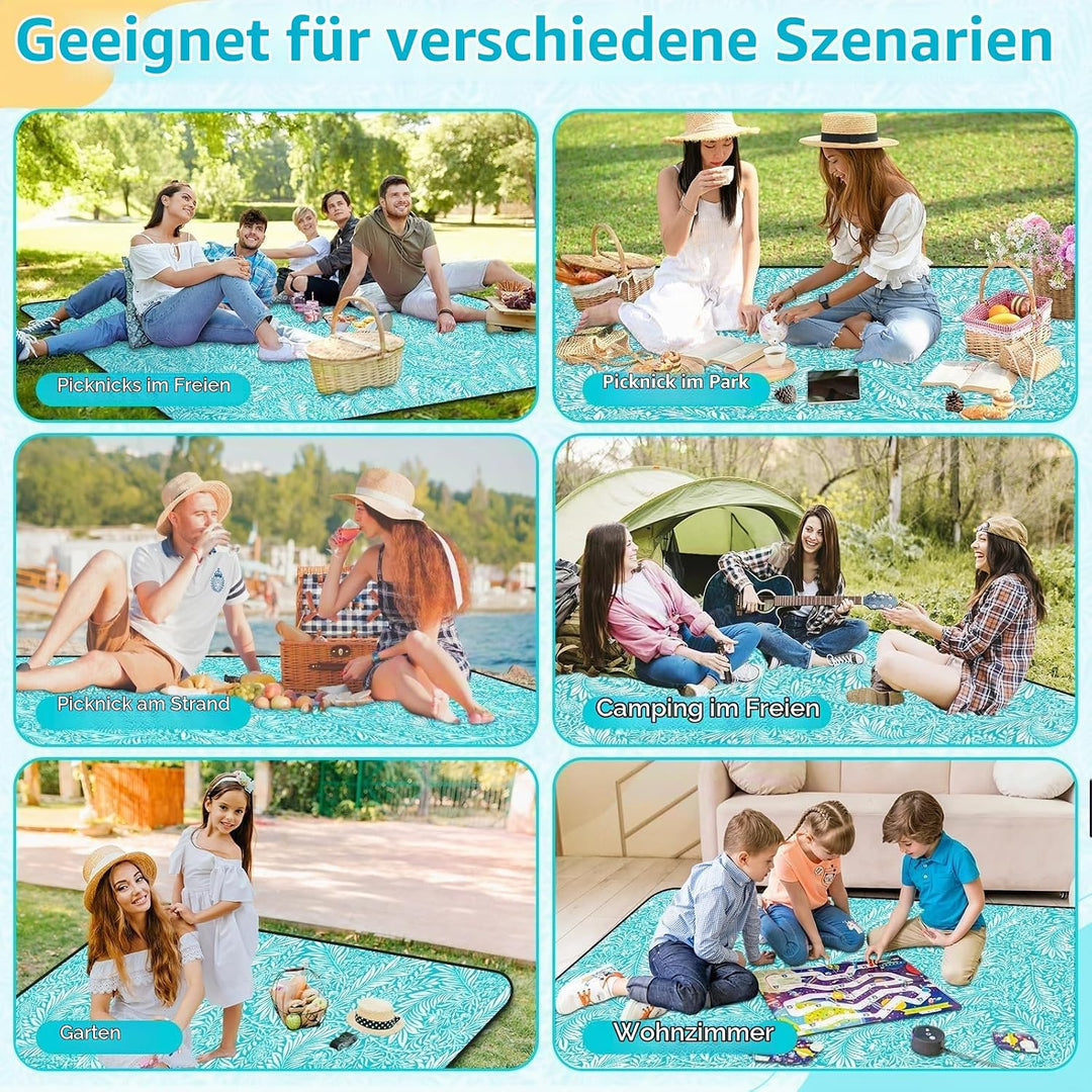 MAILLARD Picknickdecke, Campingdecke 200x200cm,Tragbare Faltbar Stranddecke mit wasserdichter wärmei