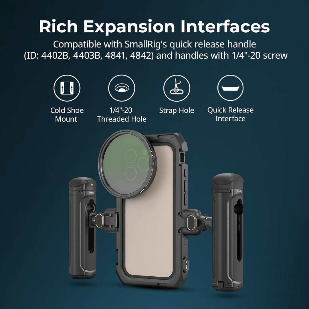 SMALLRIG Mobile Video Cage Basic Edition für iPhone 16 Pro Max mit T-Mount-Objektivrückplatte, TPU-S