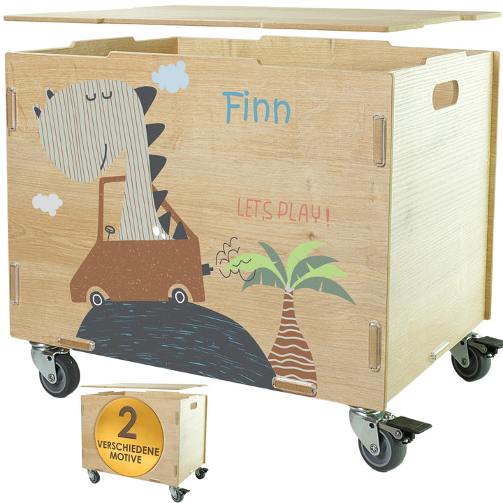 Peronalisierbare Rollbox mit Dino Kinder-Motiv (33x45,5x34,5cm + 6cm Räder-Höhe) Kisten/Boxen person