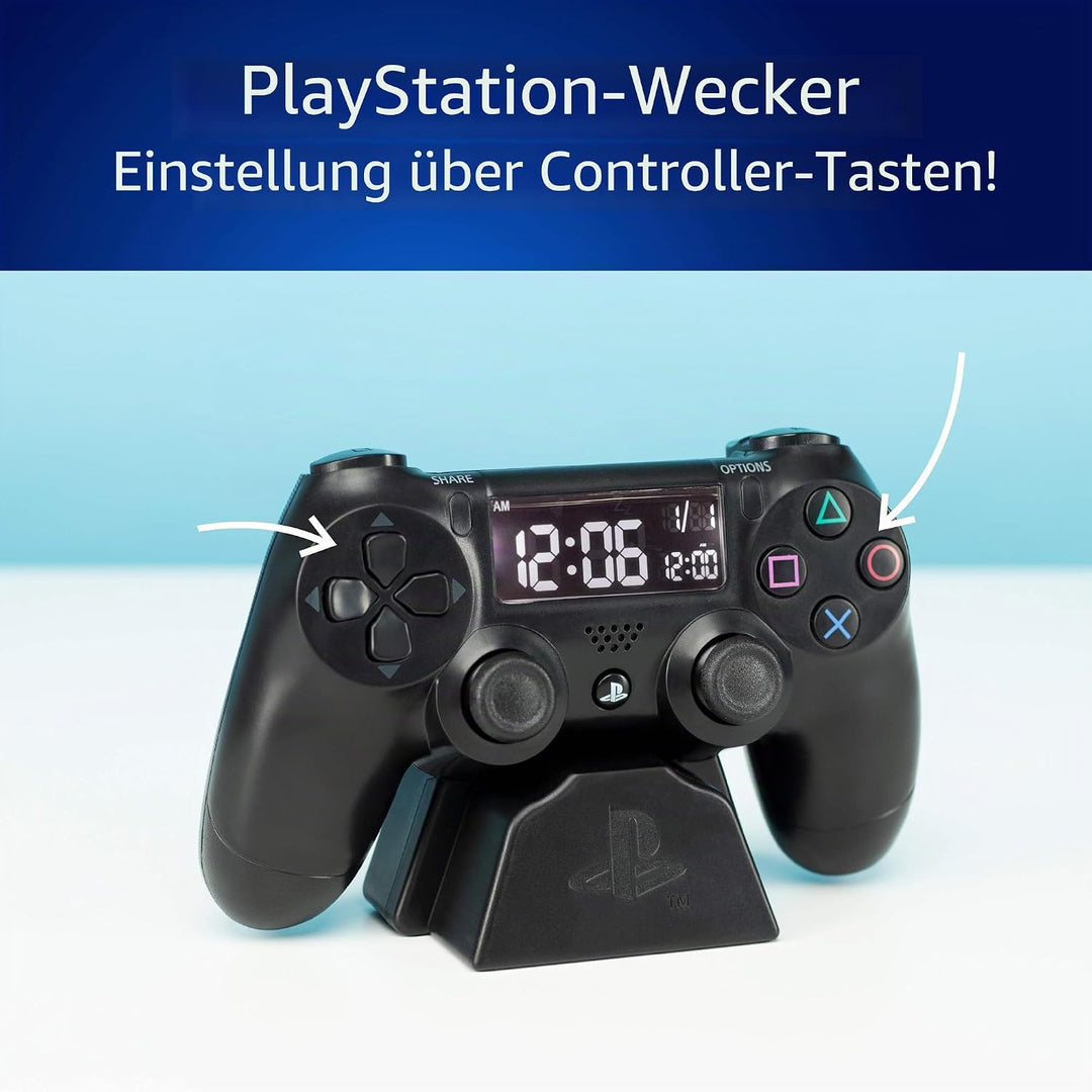 Paladone Digital Wecker LCD | PS4 Dualshock Controller Design | Verwenden Sie die Tasten, um Uhrzeit
