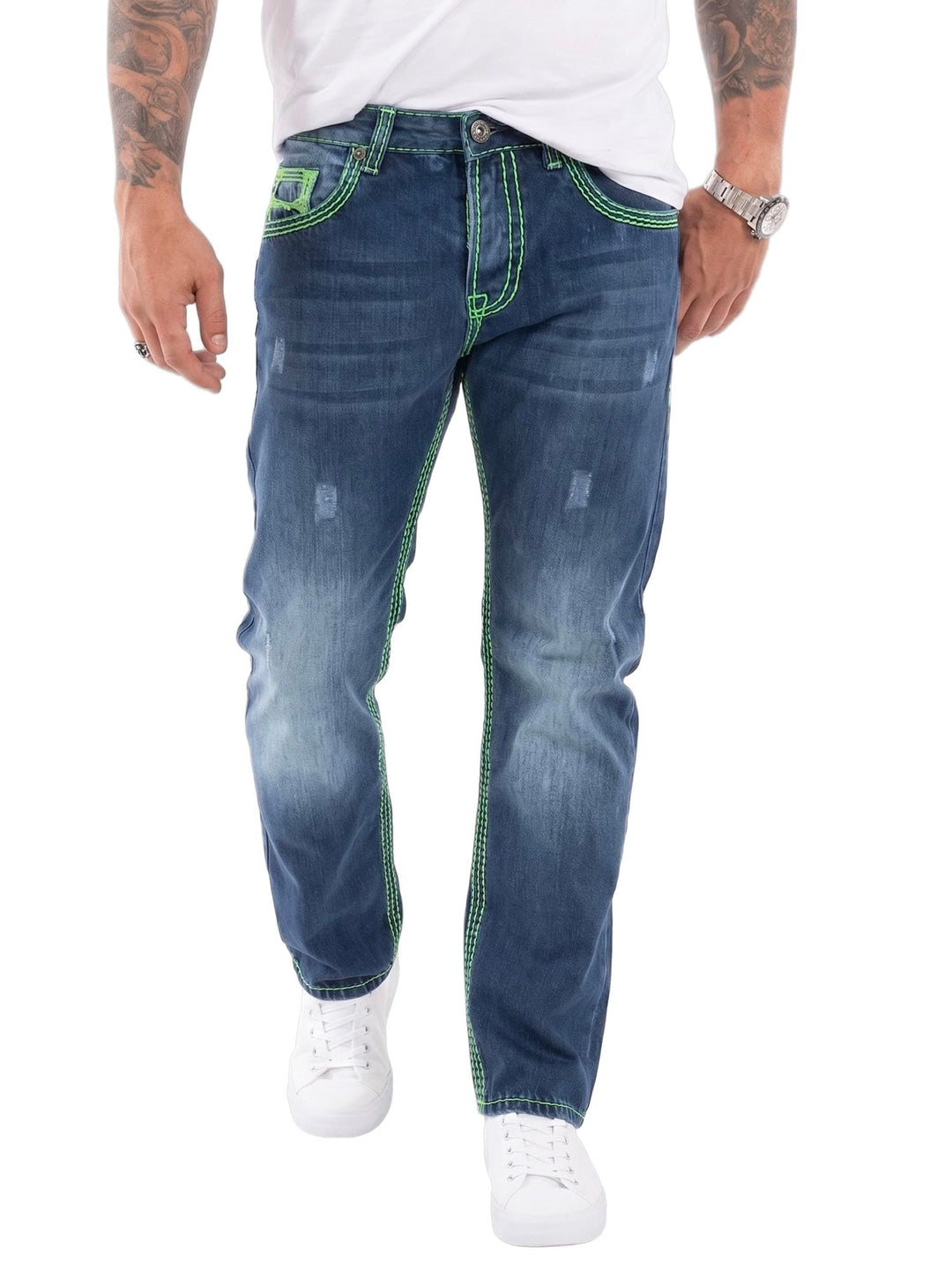Rock Creek Herren Designer Jeans Hose Dicke Nähte Vintage Blau RC-2056 36W / 30L Blau - Rc-2271, 36W