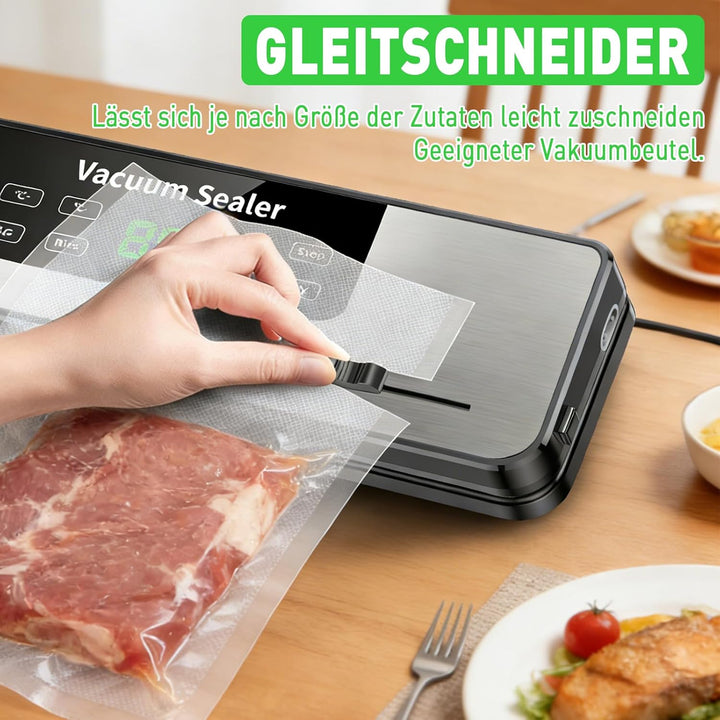Vakuumiergerät mit UV-Licht | 30 cm Siegelbreite & einstellbare Temperatur | Für Nass- & Trockenlebe