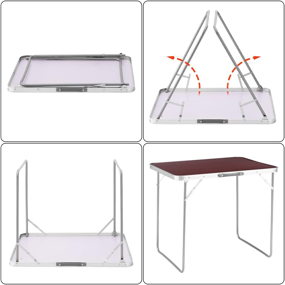 BAKAJI Campingtisch Picknick Holzoptik, Gestell aus Aluminium, zusammenklappbares System mit Tragegr