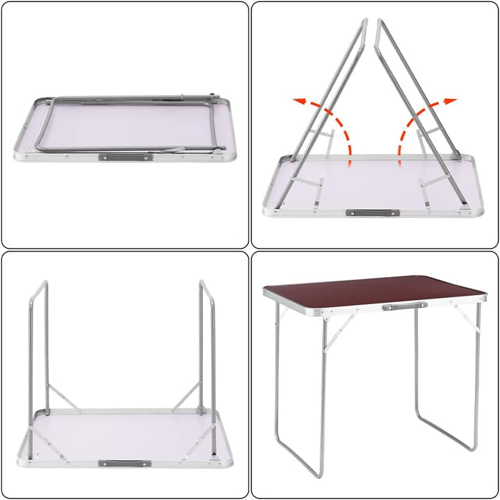 BAKAJI Campingtisch Picknick Holzoptik, Gestell aus Aluminium, zusammenklappbares System mit Tragegr