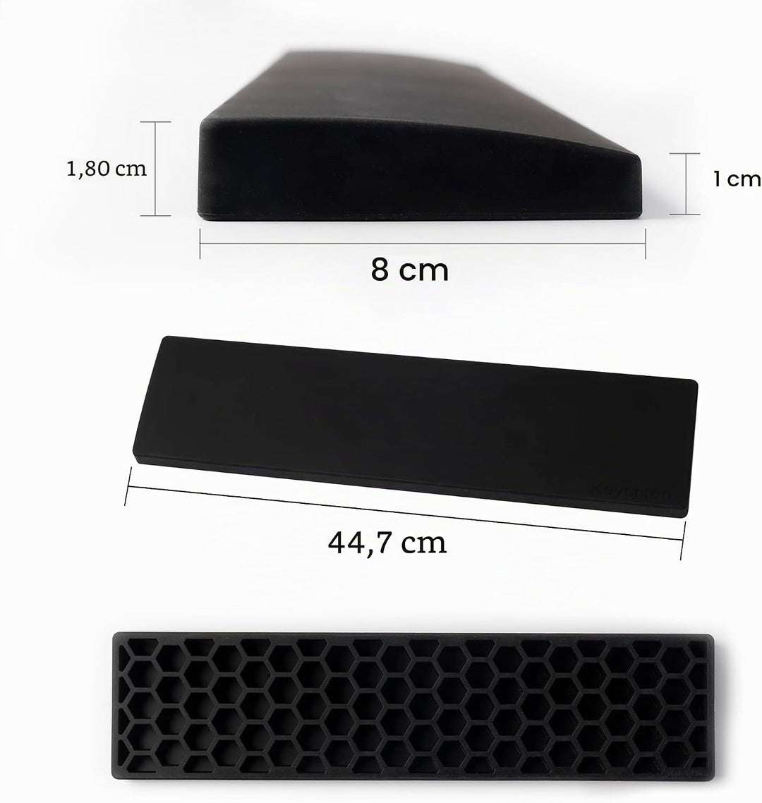 Keychron 447mm (17.6") Silicone Wrist Rest – Smooth & Washable Typing Support with Honeycomb for Ful