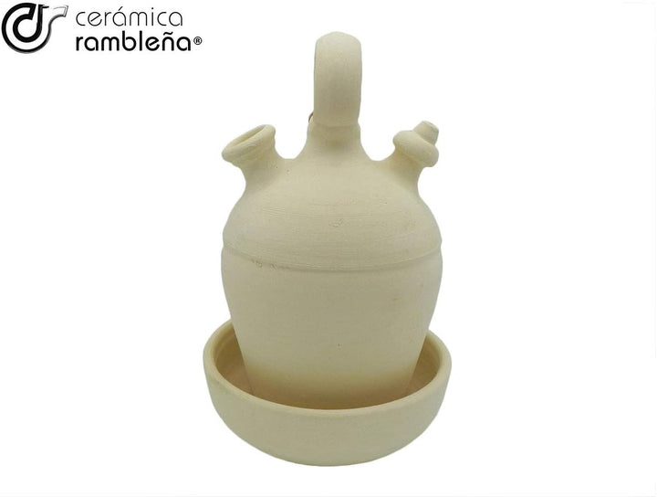 CERÁMICA RAMBLEÑA | Tonkrug aus traditionellem Ton mit rundem Griff und dünnem Boden aus La Rambla (