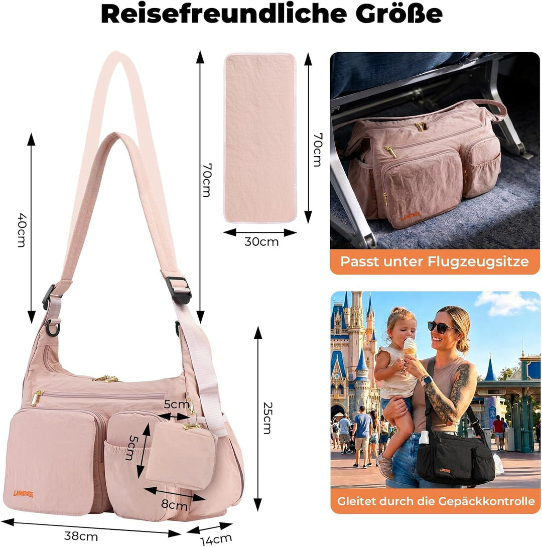 Puffy Wickeltasche 2-in-1 Kinderwagen Organizer &amp; Umhängetasche, 13L leichte Reisetasche Baby Damen,
