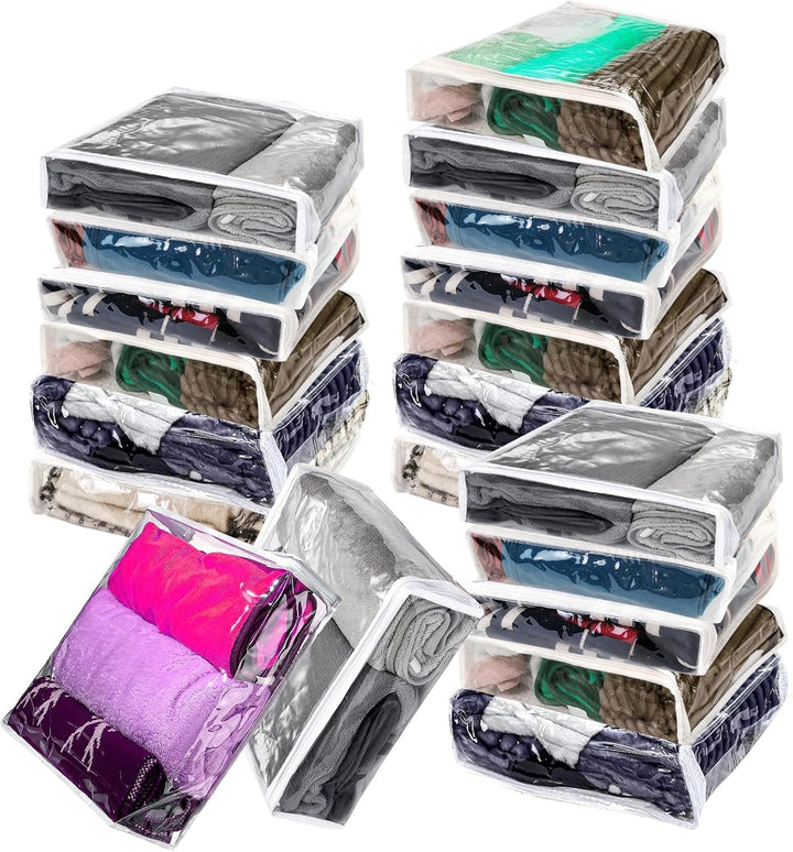 Rainmae 20 Pack Durchsichtige Kleidung Aufbewahrungstasche,26 x 26 x 6 cm,Vinyl Faltbare Tragbare Sc