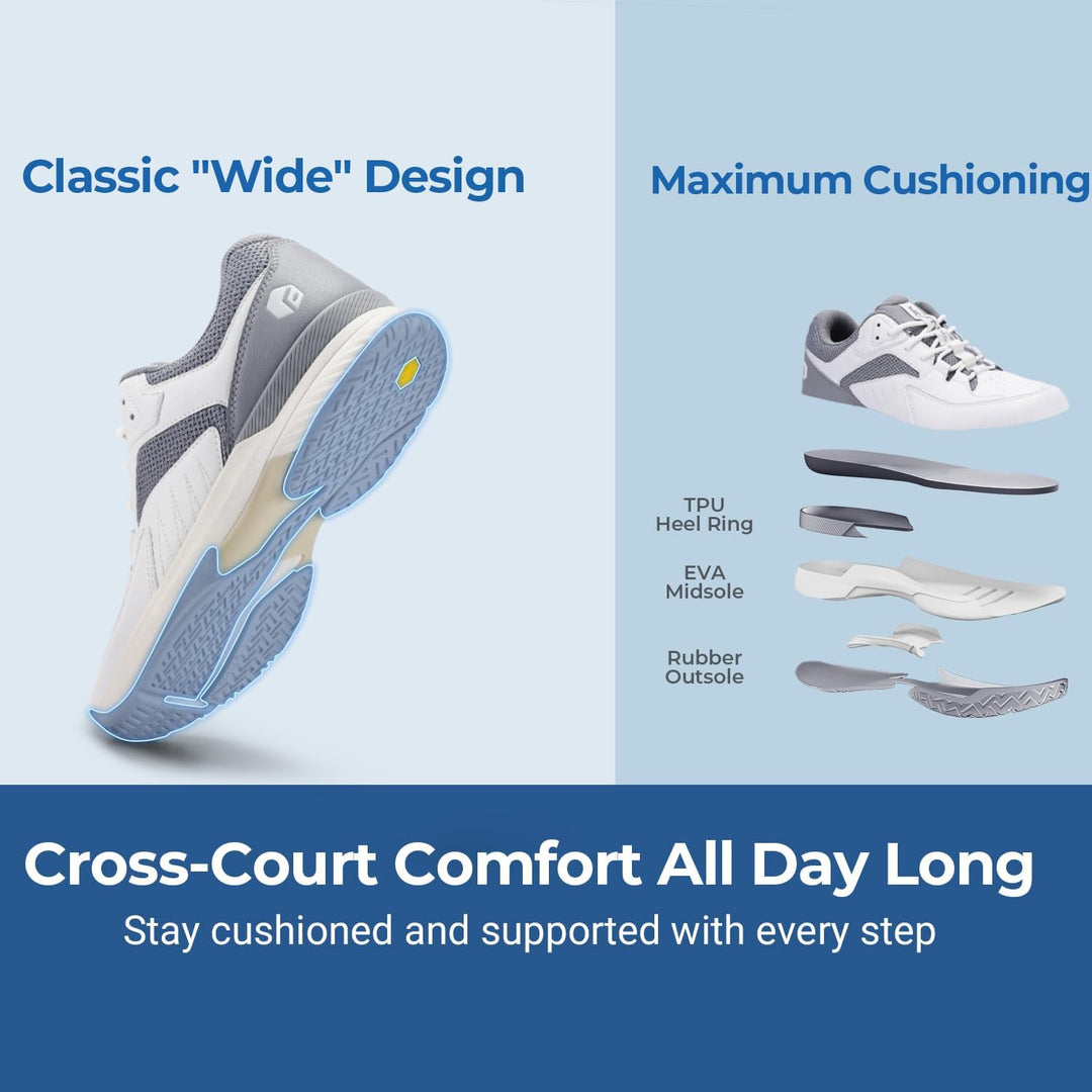 FitVille Extra Weit Tennisschuhe Herren Breit Hallenturnschuh Atmungsaktiv Training Schuhe für Tenni
