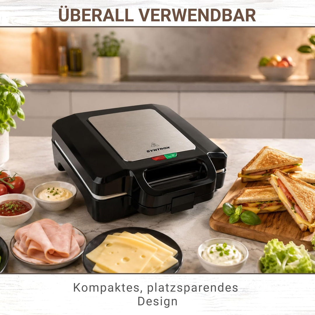 Syntrox Germany Keramik Sandwichmaker Drizle | Sandwich Toaster | Thermostat | Antihaftbeschichtet,