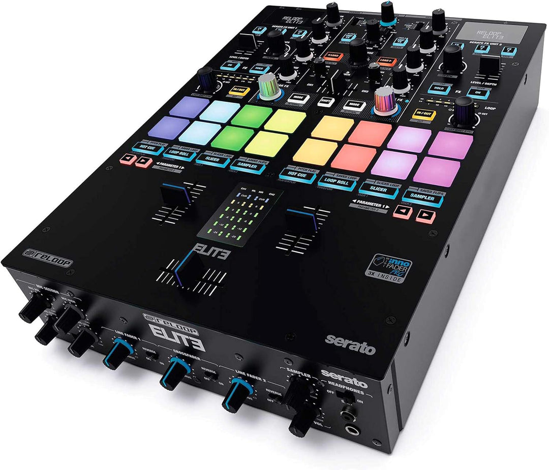 Reloop ELITE Professioneller DVS Performance Mixer für Serato DJ Pro, 16 grosse, anschlagsdynamische