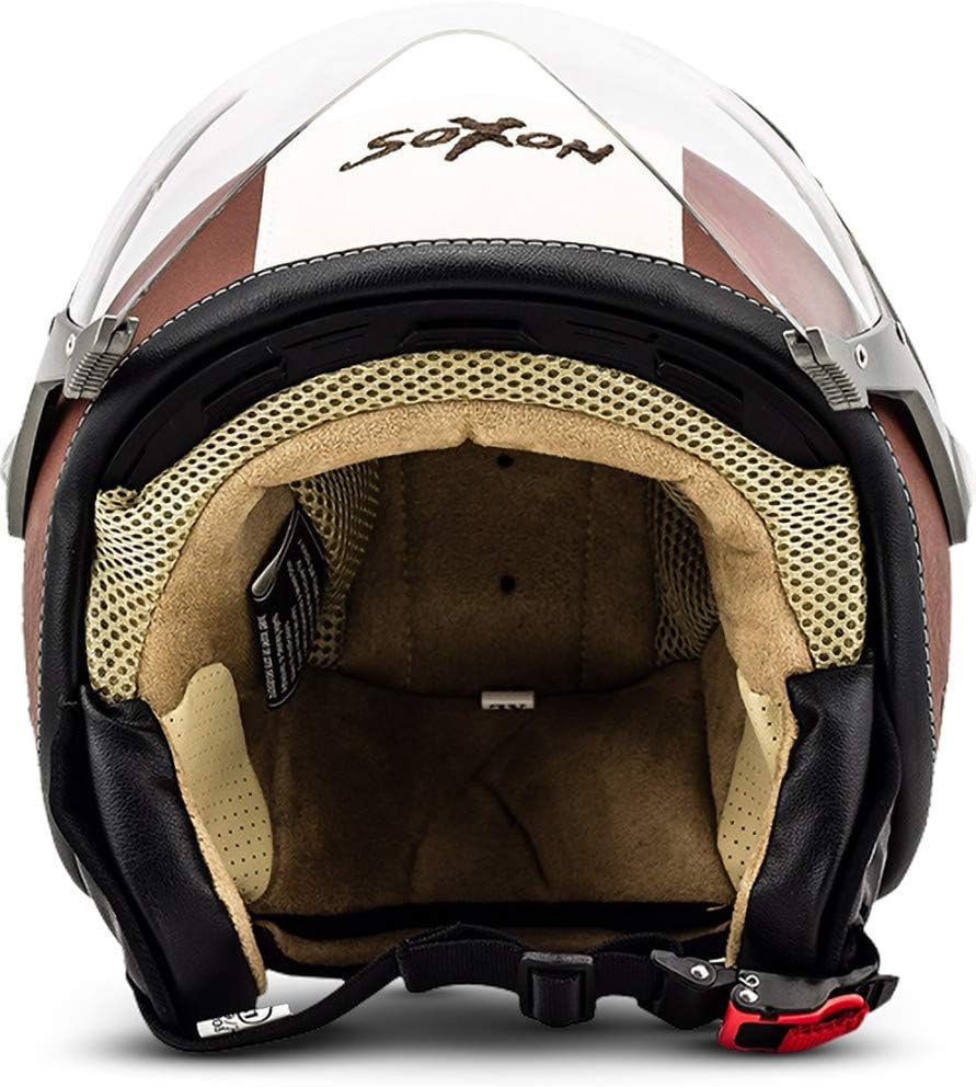 Soxon® SP-325 „Vintage“ · Jet-Helm · Motorrad-Helm Roller-Helm Scooter-Helm Moped Mofa-Helm Chopper