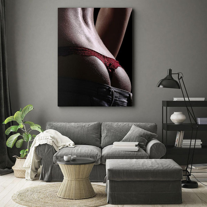 Bilder auf Leinwand Frau Körper String Leinwandbild mit Rahmen 45x80cm Wandbilder Dekoration Wohnzim