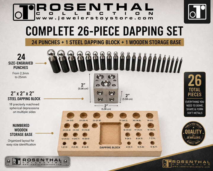 Complete 26-Piece Metal Forming Dapping Doming Punch and Block Set 2.3mm to 25.0mm by Bench Wizard 2