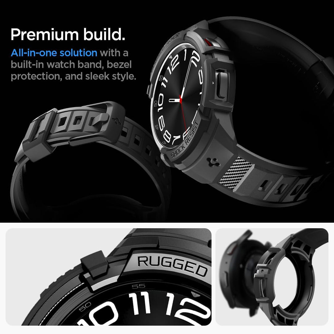 Spigen Rugged Armor Pro Hülle mit Armband Kompatibel mit Samsung Galaxy Watch 6 Classic 47mm 2023 -