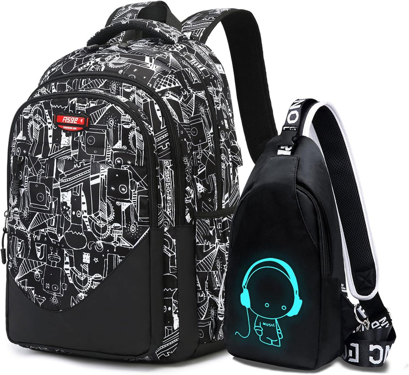 Asge Schulrucksack Jungen Teenager Nylon Gross Schultaschen Mädchen Ranzen Kinder Rucksäcke Druck Sc