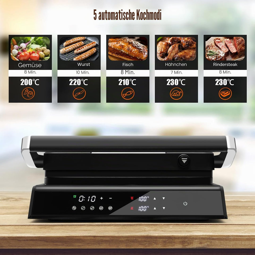 SOARS Sandwichmaker 3-in-1, 1800 – 2000 W, elektrische Panini-Maschine mit 5 Kochmodi, 200 – 230 °C,