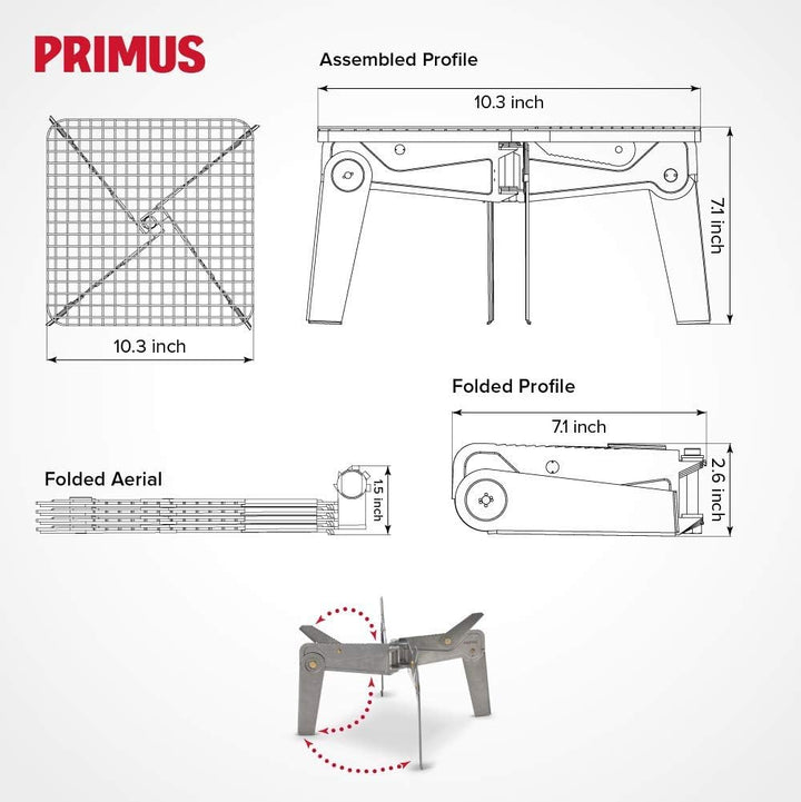 Primus Aeril Klappgrill grau 26,2 x 26,2 cm